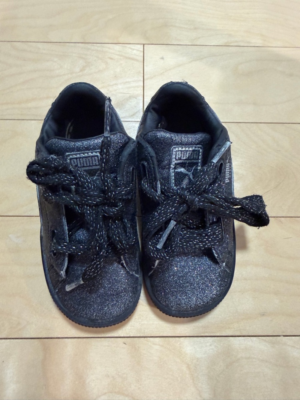 Puma Kids' Black Glitter Lace-Up Sneakers